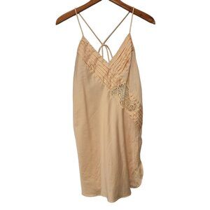 Vintage Lily of France Peach Lace Twist Strap Nightie‎ Nightgown Lingerie Medium